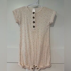 Lou Lou & Company Cream Baby Romper with Multicolor Dot Print